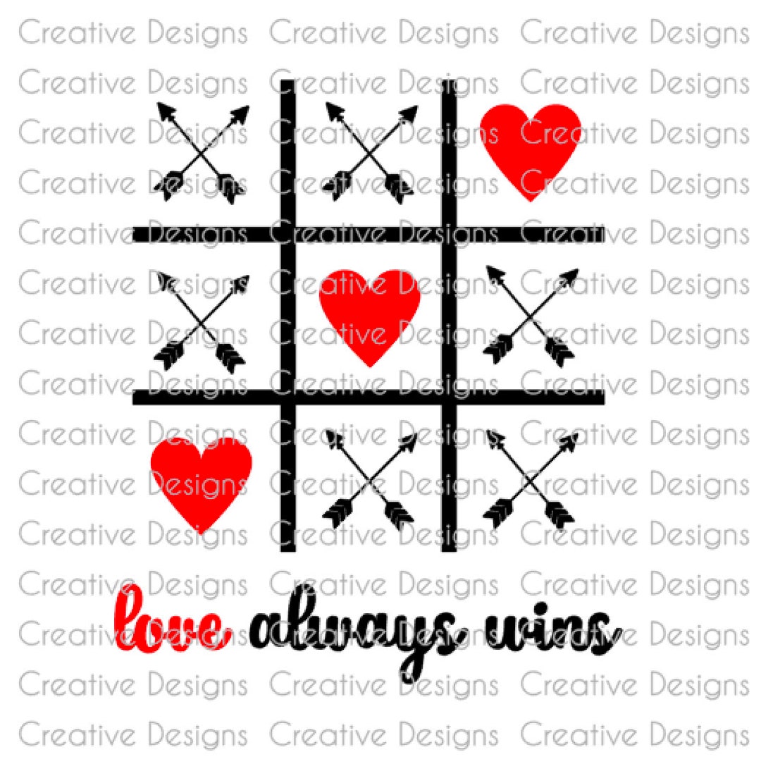 Love Always Wins SVG-Valentine's SVG-Tic Tac Toe SVG - So Fontsy