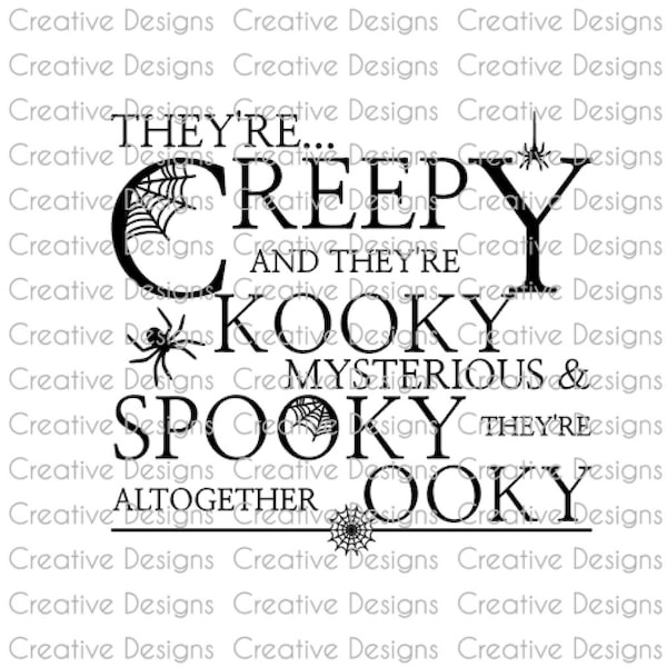 They're creepy they're kooky Halloween SVG file, Halloween PNG file, Digital download, Halloween sign,  the adams family design