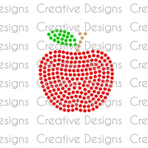Apple Rhinestone SVG file, PNG Rhinestone template, Teacher gift, Digital download, SS10 Rhinestone design