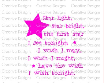 Star Light Star Bright SVG, Bedtime Wish PNG (Digital File)