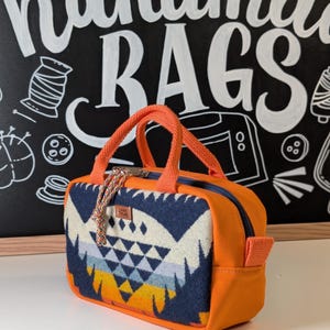Handmade Wool travel Bag, carry all bag, toiletries, pencil pouch, Water Resistant.