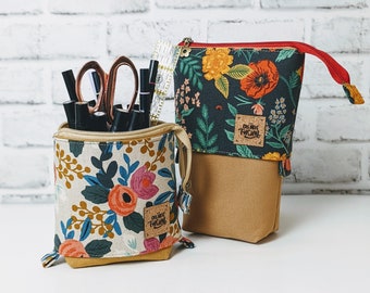 Sliding down pencil case pouch, Pop up Pencil holder,pull down, tool case, standing zipper pouch,handmade Oregon