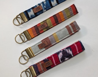 Handwoven Guatemalan Fabric Keychain: Handmade Wristlet Key Fob