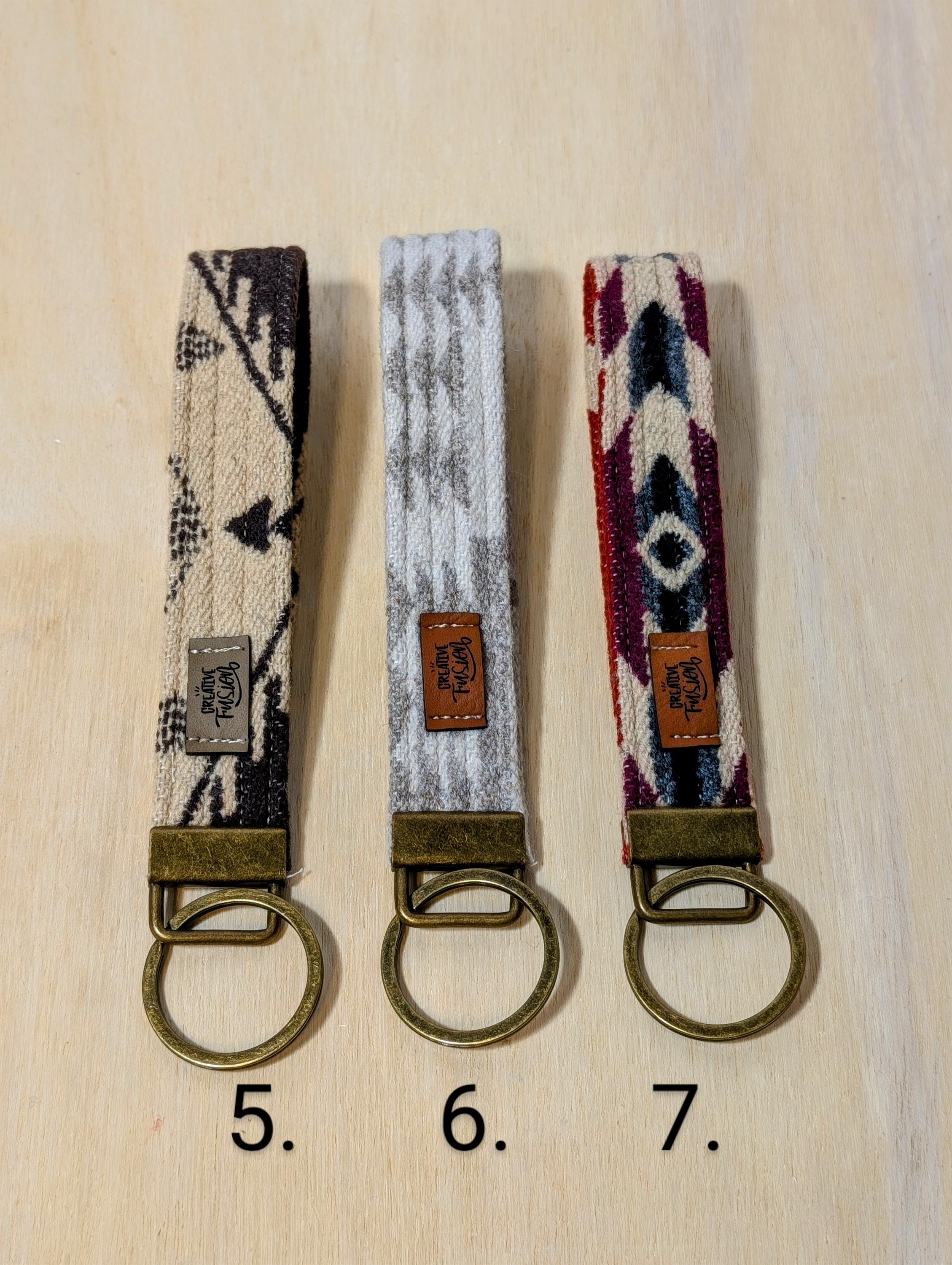 HANDMADE Wool Keychain, Wrist Keychain, Key Fob, FUN Colors, Key Holder ...