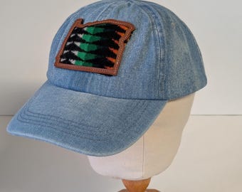 Oregon map cap, Wool And Denim hat, Handmade in Oregon