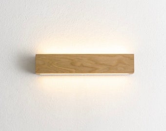 Eichenlampe, Led-Wandleuchte, Hochwertige Holzlampe, minimalistische Lampe.