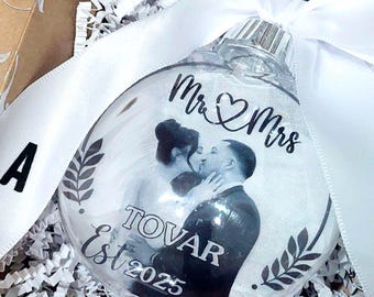 Personalized Wedding Photo Ornament: Handmade Christmas Keepsake Gift