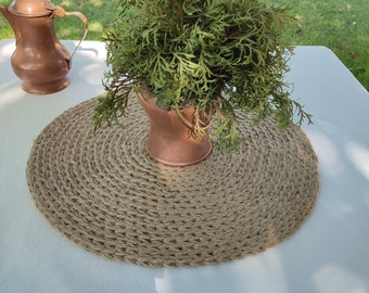 Custom Handwoven Jute Placemats - Thick Round Boho Table Decor for Cottagecore Dining, Eco-Friendly