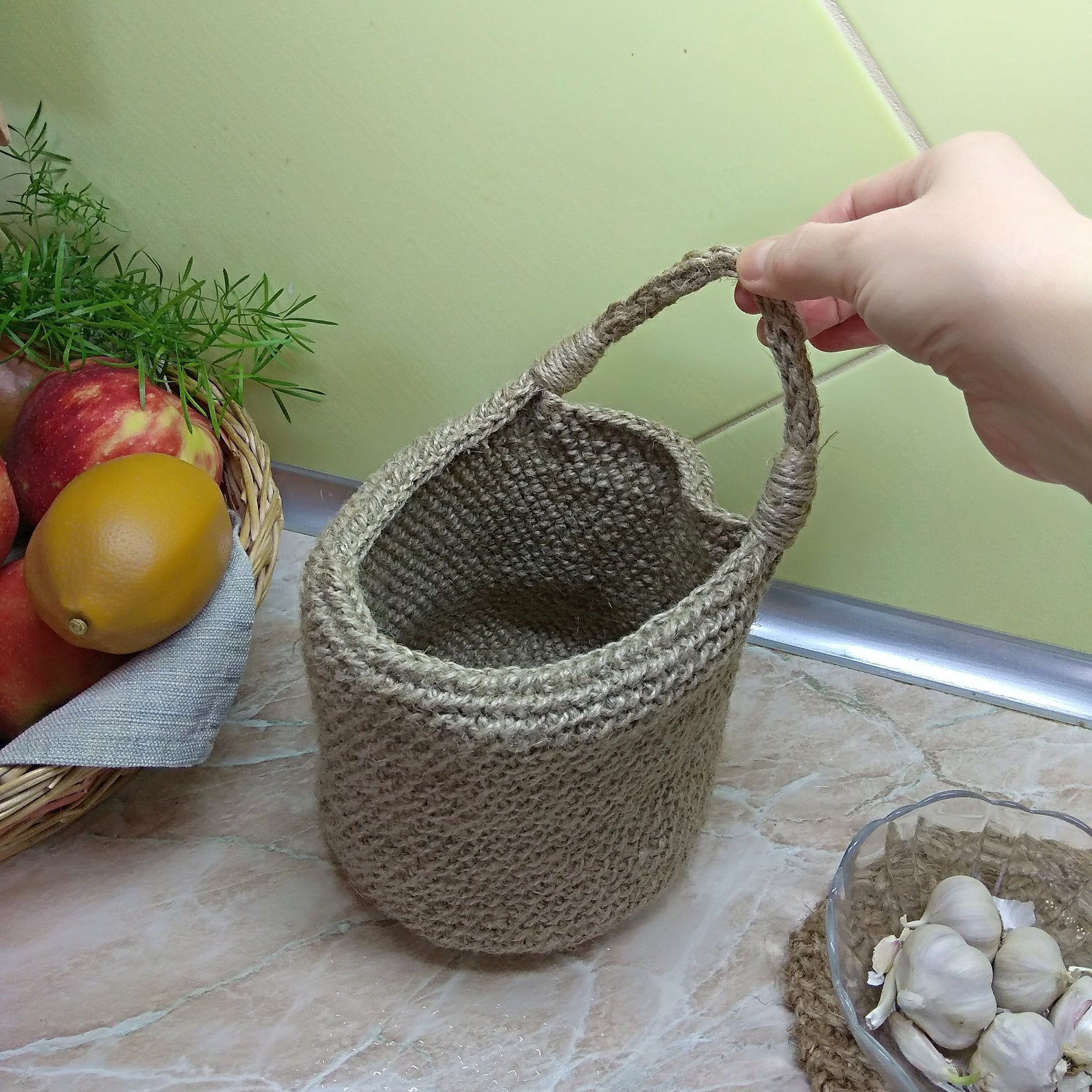 Kleiner Korb Jute Wand behangen Korb Aufbewahrungkörbe Eco | Etsy