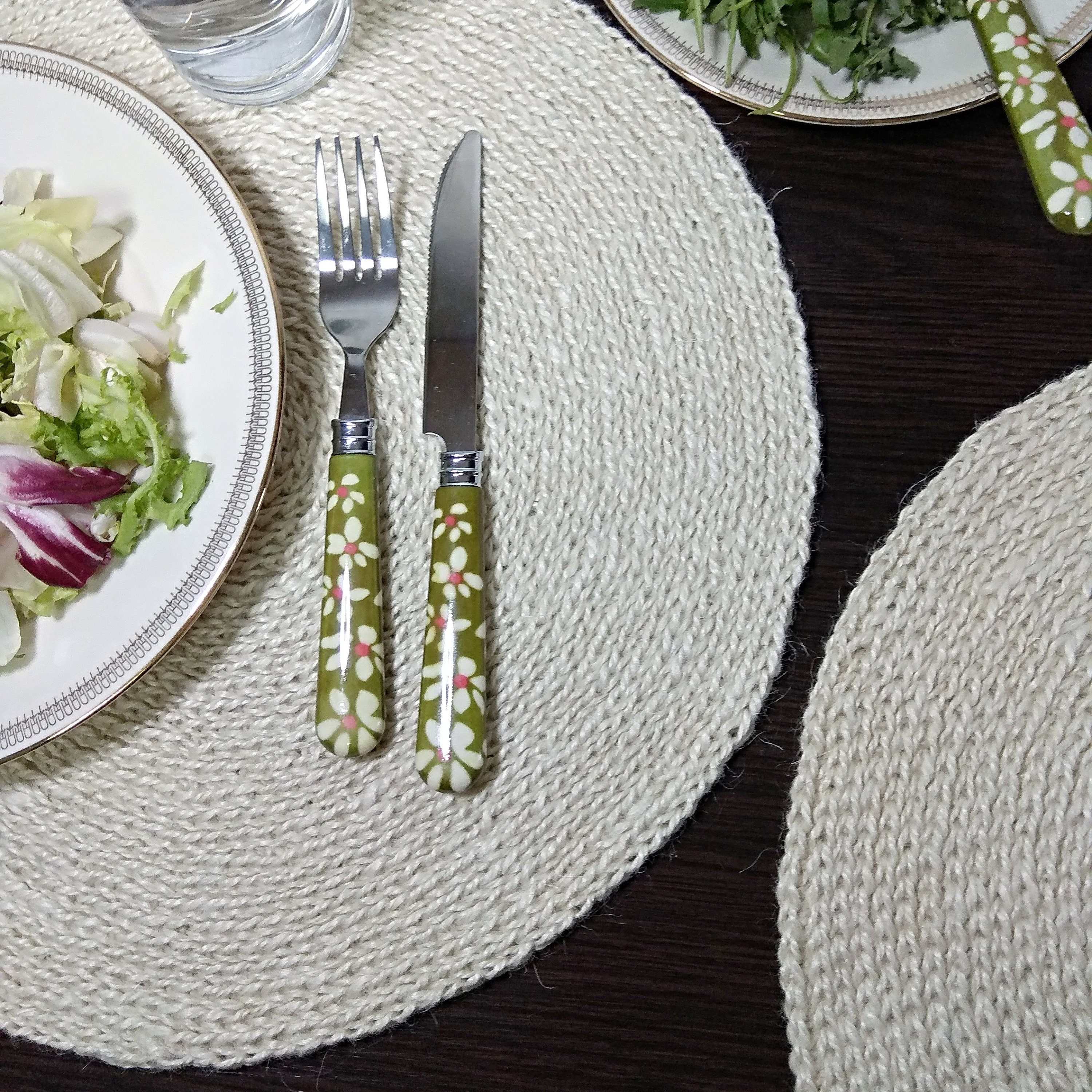 Crochet placemat Jute placemats round Boho placemat Handmade Etsy