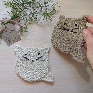 Crochet Cat Coaster, Cat Lover Gift, Easter Gift, Mothers Day Gift, Boho Coaster, Coffee Coaster, Cup coasters, Office Decor