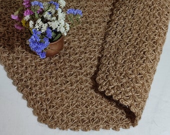 Large Hexagonal Placemat Minimalist Cottagecore Decor Jute Placemats ECO style Doily Boho Table Mat New Home Gift idea, Textile Art crochet