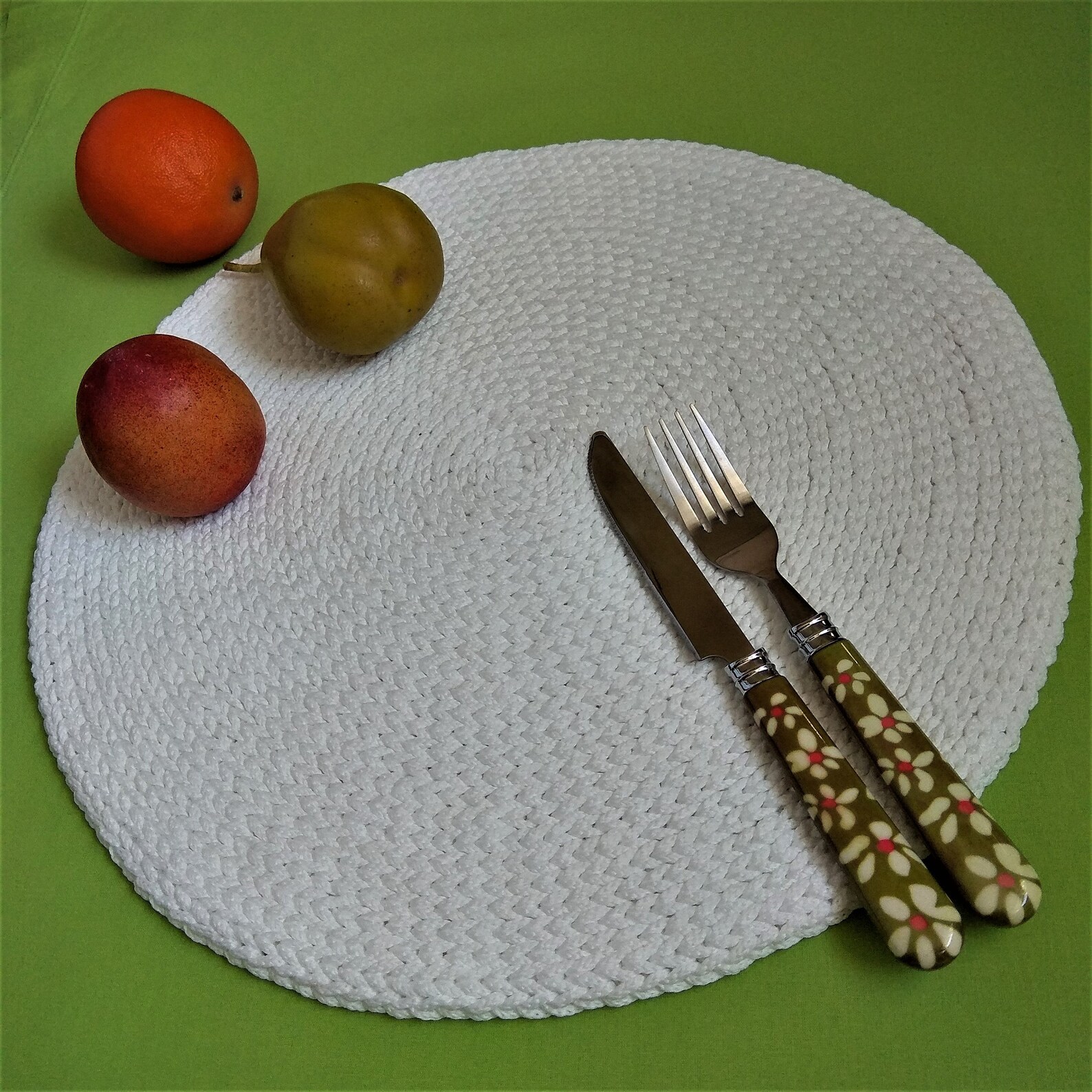 White Crochet Placemat Round Placemats Crochet Table Mat Etsy