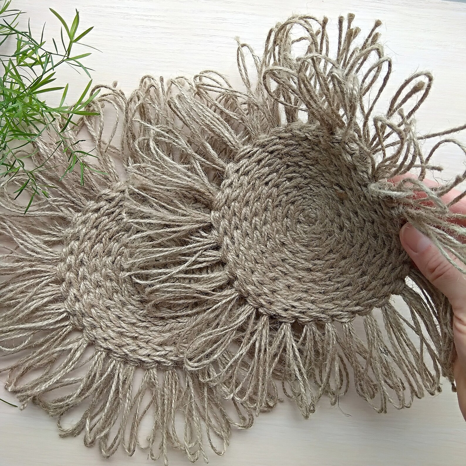 Jute coasters Crochet coasters Rustic coaster Drink coasters Etsy