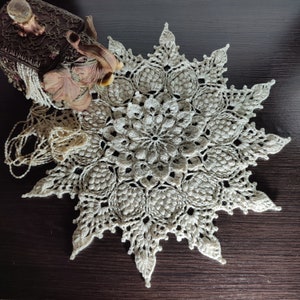 16 inch Vintage Style Crochet Cotton Doilies: 3D Elegant Milk Lace for Cottagecore Home Decor, Doily for Sale