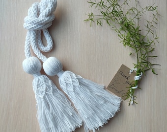 White Tieback Tassels for Curtains House warming Gift Crochet Boho Decor