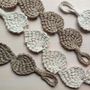 Curtain Tie Backs Jute Crochet Holders Chic and Leaf-inspired Curtain Holdback Housewarming Gift Idea for Minimalist Cottagecore Decor