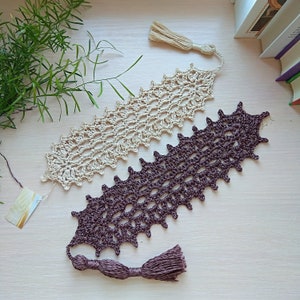 Crochet bookmarks for book Beige book mark Cute bookmark Brown bookmark tassel Bookmark for women Bookmark set Lace bookmark