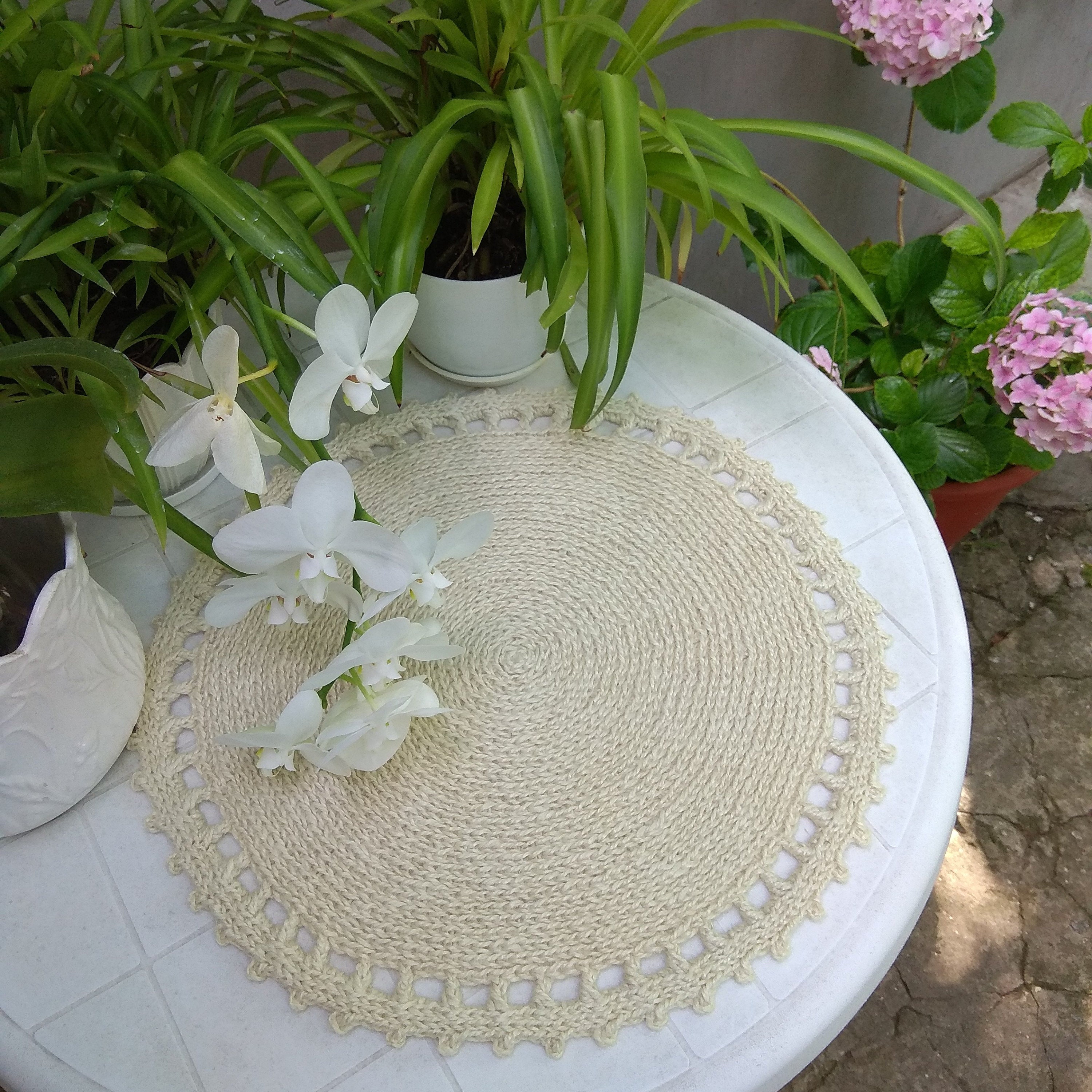 22 in Placemat Large Round Placemat ECO Style Jute Placemat Etsy