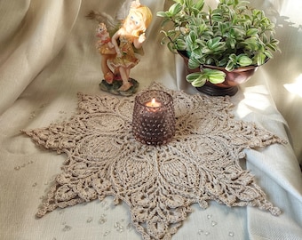 Crochet Textured Doily House Warming Gift Idea Vintage-style Handmade Table Decor Boho Napkin 3D Cotton Topper