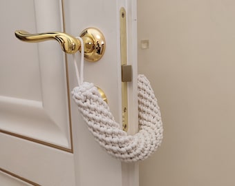 Cottagecore decor - Door Animal Stopper, Nautical Pet Protect, White Thick Cotton Rope, Safety Feature for Dogs, Cats, House warming gifts