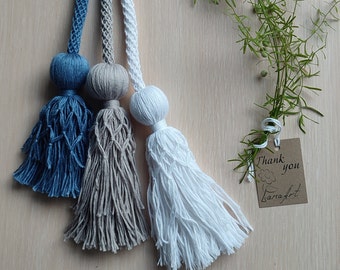 Custom Curtain Tiebacks Cotton Tassels, Farmhouse Style, Housewarming gift ideas, Bohemian Home Decor, Drape Holders, More Colors