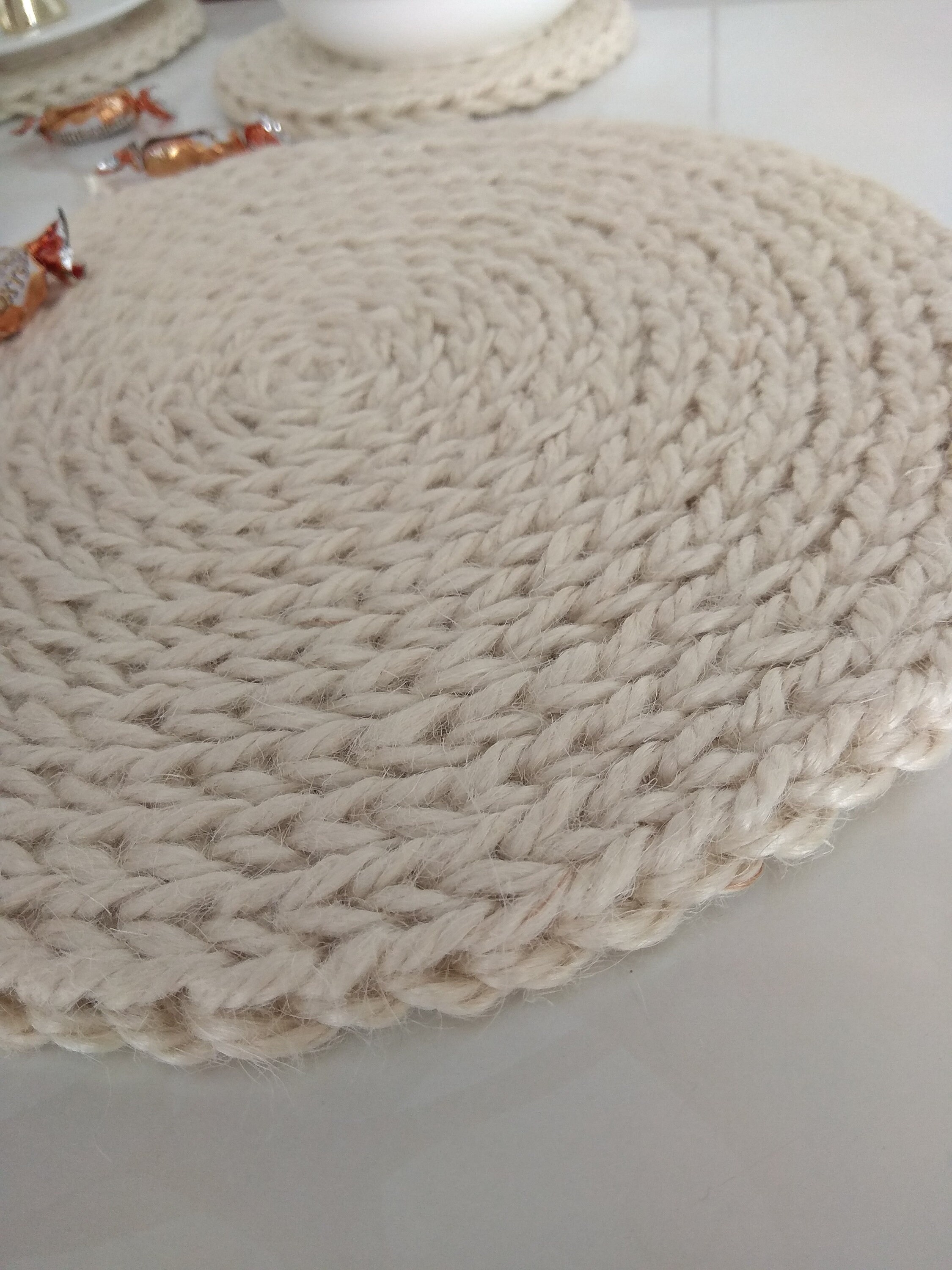 Round Placemats Jute Crochet Placemats ECO Style Kitchen Decor Etsy