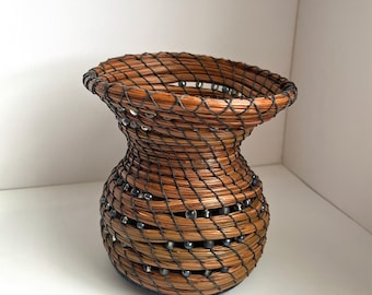 Pine Needle Basket, Natural Vase, Decorative Basket