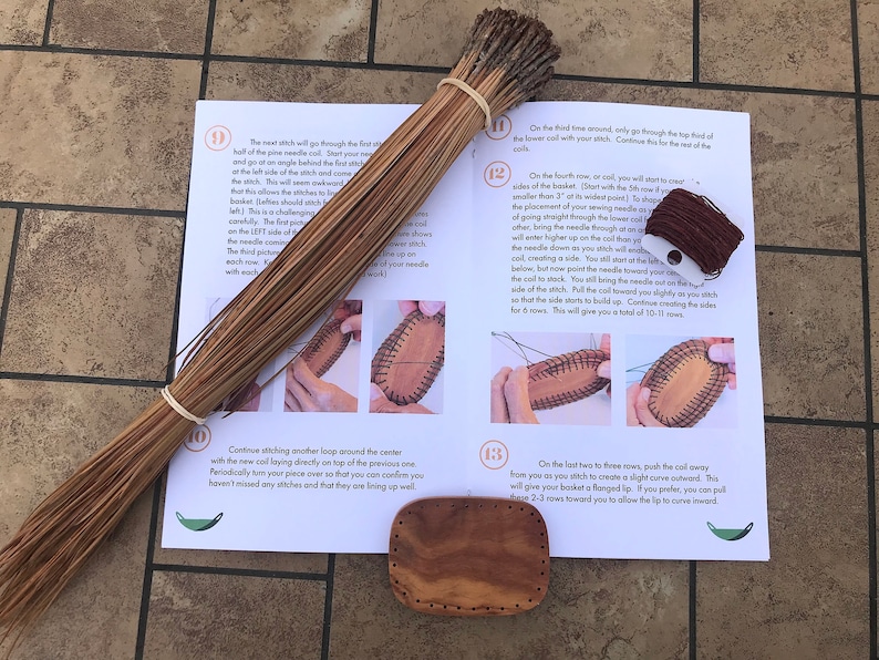 Pine Needle Basket Kit, Coiled basket kit, Beginner craft kit, Basket weaving kit image 4