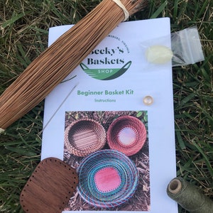 Pine Needle Basket Kit, Coiled basket kit, Beginner craft kit, Basket weaving kit image 1