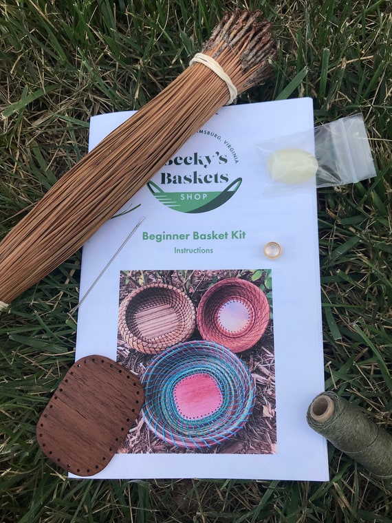 DIY Pine Needle Coiled Basket Kit: Beginner Craft with Exotic Wood