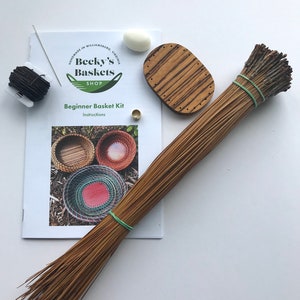 Pine Needle Basket Kit, Coiled basket kit, Beginner craft kit, Basket weaving kit image 3