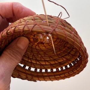 Pine Needle Mini Bowl with Nut Slice Center,Pine Needle Basket kit,Basket Weaving kit image 7