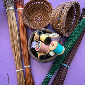 Pine Needle Mini Bowl with Nut Slice Center,Pine Needle Basket kit,Basket Weaving kit image 10