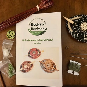 Pine Needle Basketry Kit/Hair Barrette/Shawl Pin/Nature Craft