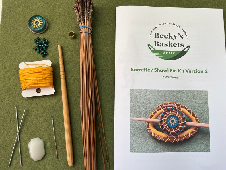 Pine Needle Barrette Kit: DIY Coiled Hair Pin With Glass Beads - Etsy