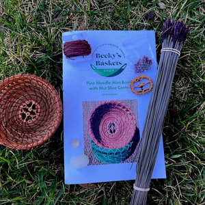 Pine Needle Mini Bowl with Nut Slice Center,Pine Needle Basket kit,Basket Weaving kit image 4