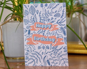 Botanical Birthday Card - Happy Birthday - Birthday Card - Greetings Card - Nature card - Birthday - Birthday banner