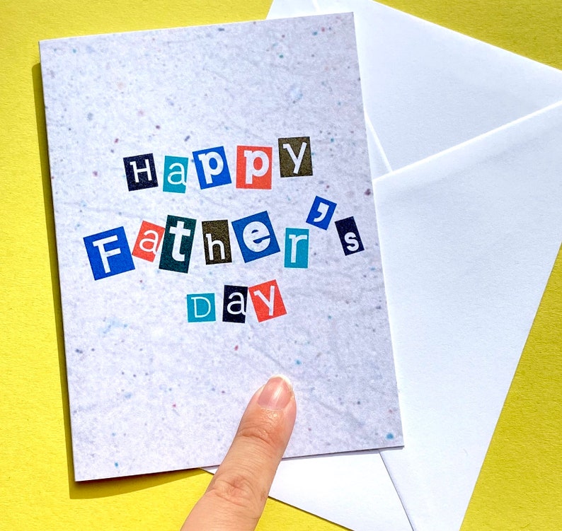 Happy Fathers Day Retro card Faux texture Textured card Card for Dad First time Dad card Step dad Fathers Day image 2