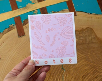 Botanical notes memo pad - Pink memo - Nature - Notepad - Handmade stationery - Back to school essentials - Mini notepad - Notes