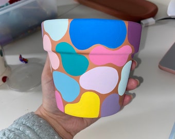 Hand painted plant pot | Abstract plant pot | Abstract painted pot | Customisable colours | Home Decor | Plant accessories |