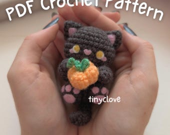 Halloween Pumpkin Kitty - PDF Crochet Pattern