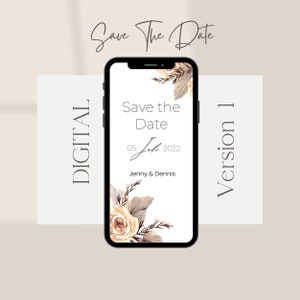 Save the Date [Digitale Karte zum versenden per WhatsApp] "Boho Flower Beige