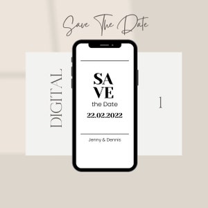 Save the Date [Digitale Karte zum versenden per WhatsApp] "Minimal" black & white
