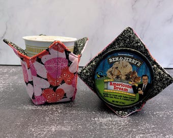 Heart Pint Cozy, handgefertigte gesteppte Eiscreme-Abdeckung