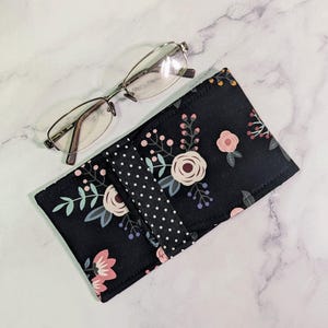 Handmade Soft Eyeglass Case with Fold Over Closure, Portable Sunglass Pouch, Thoughtful Gift