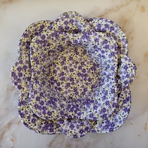 Purple Floral Bowl Cozy for the Microwave, Hot Bowl Holder, Soup Bowl Cozy, New Apartment Housewarming Gift