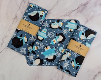 Winter Penguins Reusable Paper Towels: Eco-Friendly Cleaning Cloths