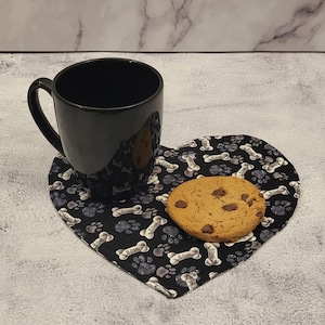 Heart Mug Rug: Handmade Cotton Coffee & Tea Snack Mat