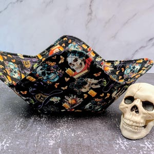 Halloween Treat Bowl, Handmade Gothic Fabric Candy Bowl, Perfect for Halloween Treats & Home Gothic Decor, Kids-Safe Design